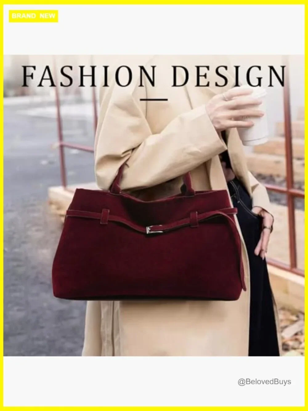 Faux Suede Slouchy Hobo Bag Large Tote Shoulder Satchel Vintage Retro Purse